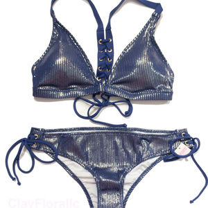 Victoria's secret Pink swim set ink blue Triangle